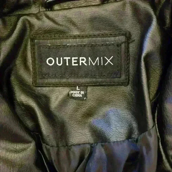 Outermix Women's Vegan Leather Jacket,Size L - Picture 4 of 5